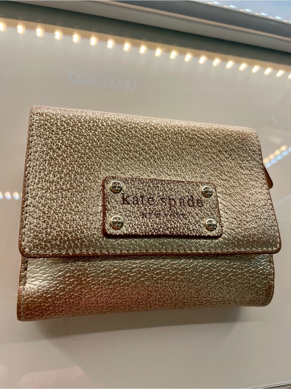 Kate Spade Metallic Rose Gold Compact Card Holder